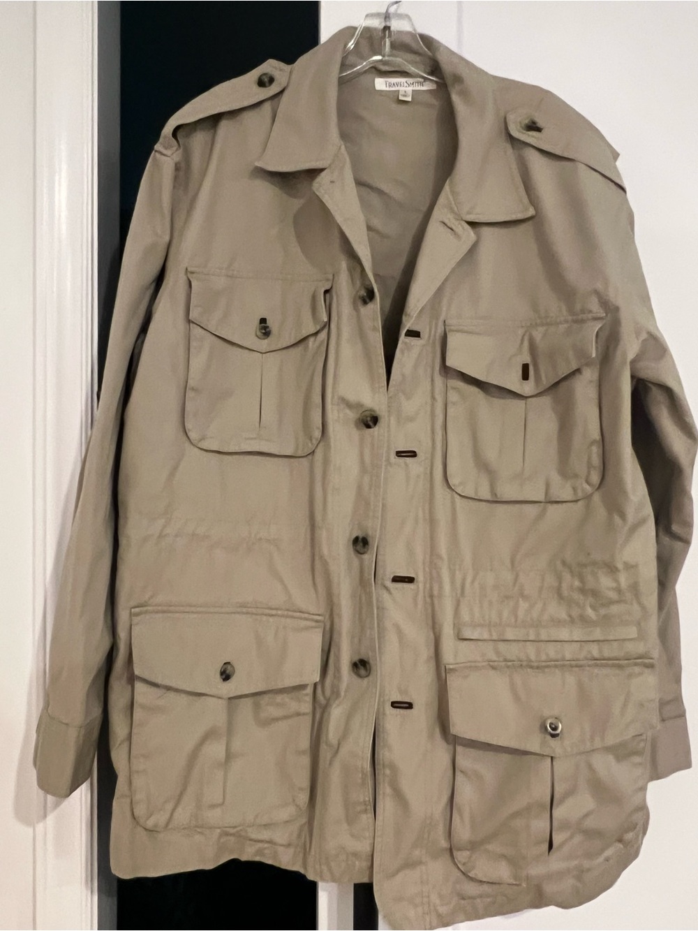 TravelSmith Khaki Field Jacket with Multiple Pockets l L